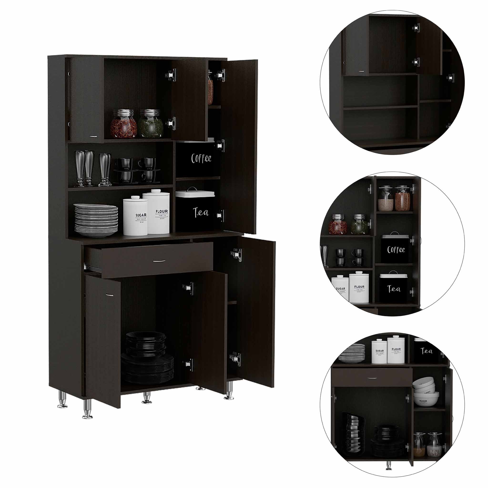 Black Venice Pantry Cabinet Depot